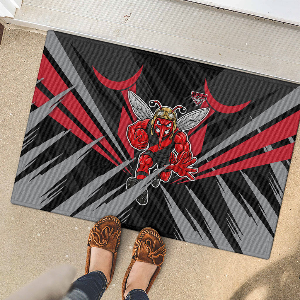 Essendon Bombers Australian Football Rubber Doormat Fierce Mosquito Pilot Mascot - Bold Team Colors