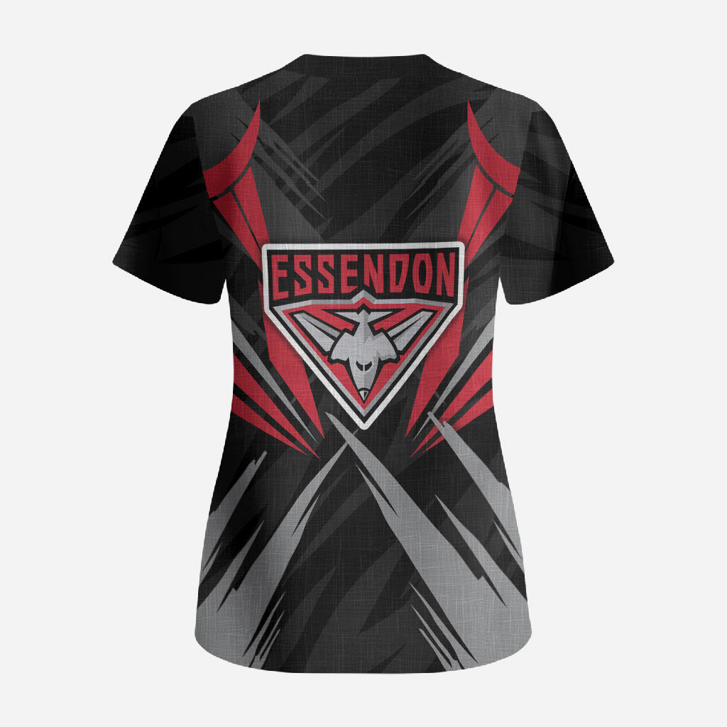 Essendon Bombers Australian Football Scrub Top Fierce Mosquito Pilot Mascot - Bold Team Colors