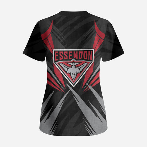 Essendon Bombers Australian Football Scrub Top Fierce Mosquito Pilot Mascot - Bold Team Colors