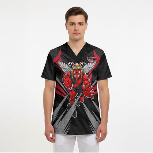 Essendon Bombers Australian Football Scrub Top Fierce Mosquito Pilot Mascot - Bold Team Colors