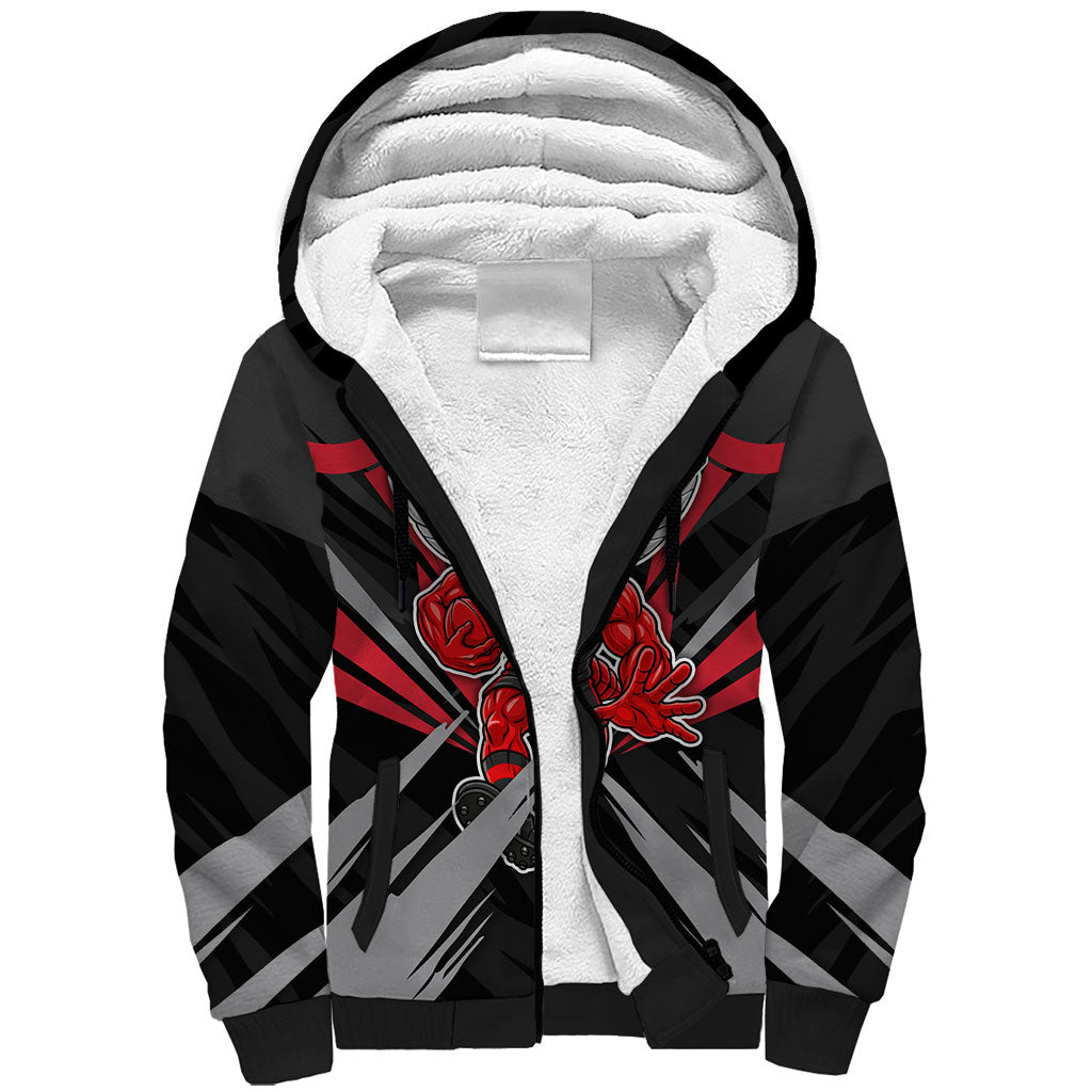 Essendon Bombers Australian Football Sherpa Hoodie Fierce Mosquito Pilot Mascot - Bold Team Colors
