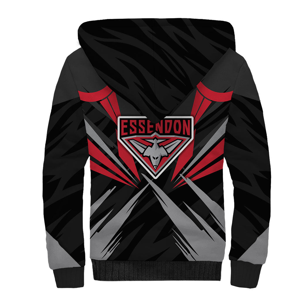 Essendon Bombers Australian Football Sherpa Hoodie Fierce Mosquito Pilot Mascot - Bold Team Colors