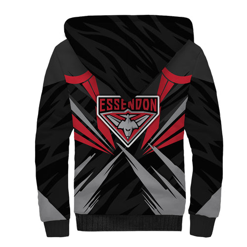 Essendon Bombers Australian Football Sherpa Hoodie Fierce Mosquito Pilot Mascot - Bold Team Colors