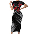 Essendon Bombers Australian Football Short Sleeve Bodycon Dress Fierce Mosquito Pilot Mascot - Bold Team Colors