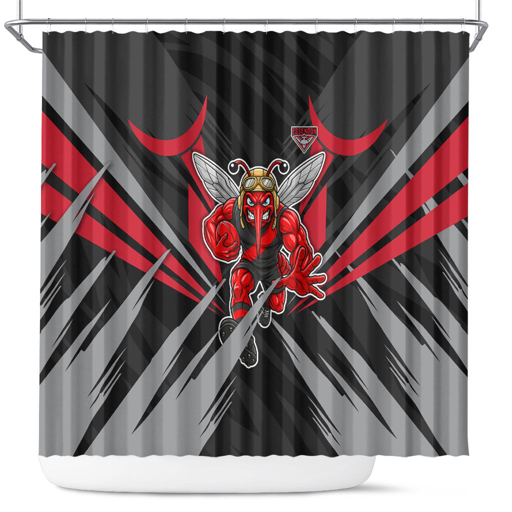 Essendon Bombers Australian Football Shower Curtain Fierce Mosquito Pilot Mascot - Bold Team Colors