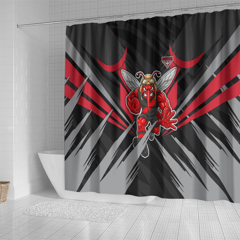 Essendon Bombers Australian Football Shower Curtain Fierce Mosquito Pilot Mascot - Bold Team Colors