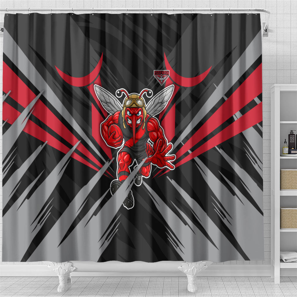 Essendon Bombers Australian Football Shower Curtain Fierce Mosquito Pilot Mascot - Bold Team Colors