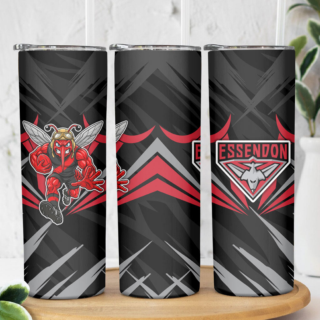 Essendon Bombers Australian Football Skinny Tumbler Fierce Mosquito Pilot Mascot - Bold Team Colors