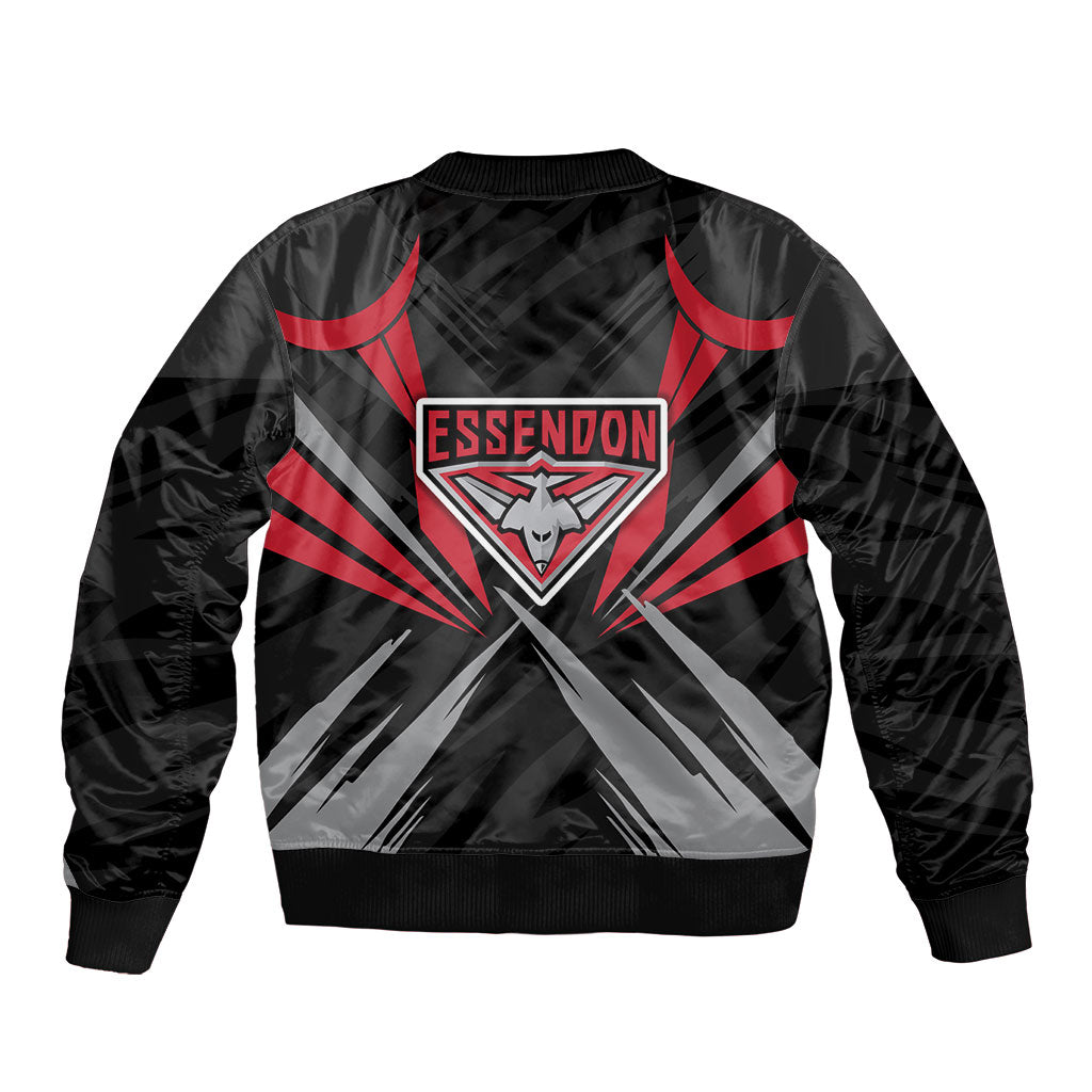 Essendon Bombers Australian Football Sleeve Zip Bomber Jacket Fierce Mosquito Pilot Mascot - Bold Team Colors
