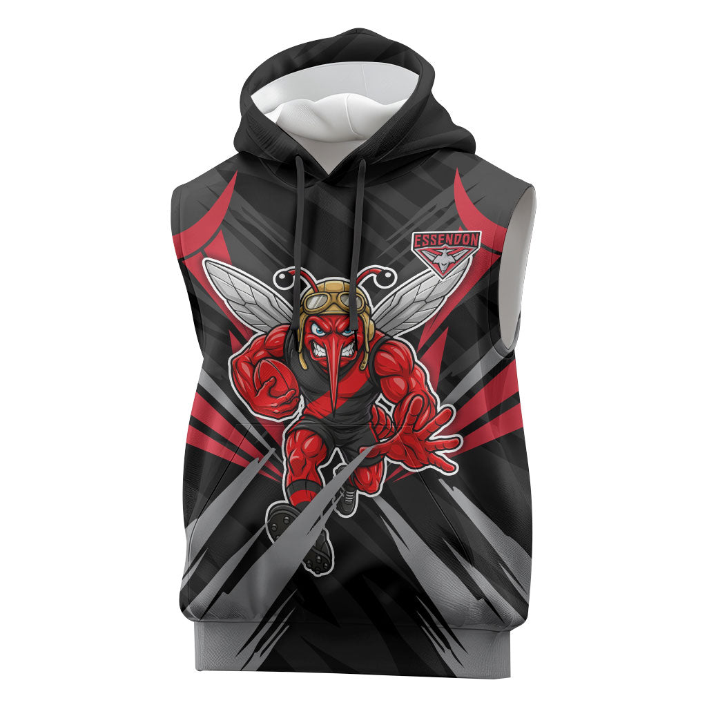 Essendon Bombers Australian Football Sleeveless Hoodie Fierce Mosquito Pilot Mascot - Bold Team Colors