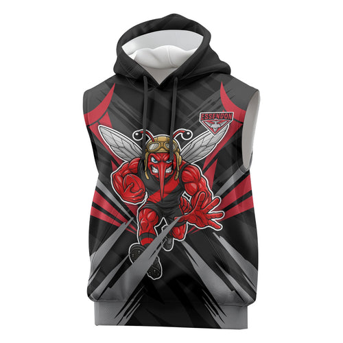 Essendon Bombers Australian Football Sleeveless Hoodie Fierce Mosquito Pilot Mascot - Bold Team Colors