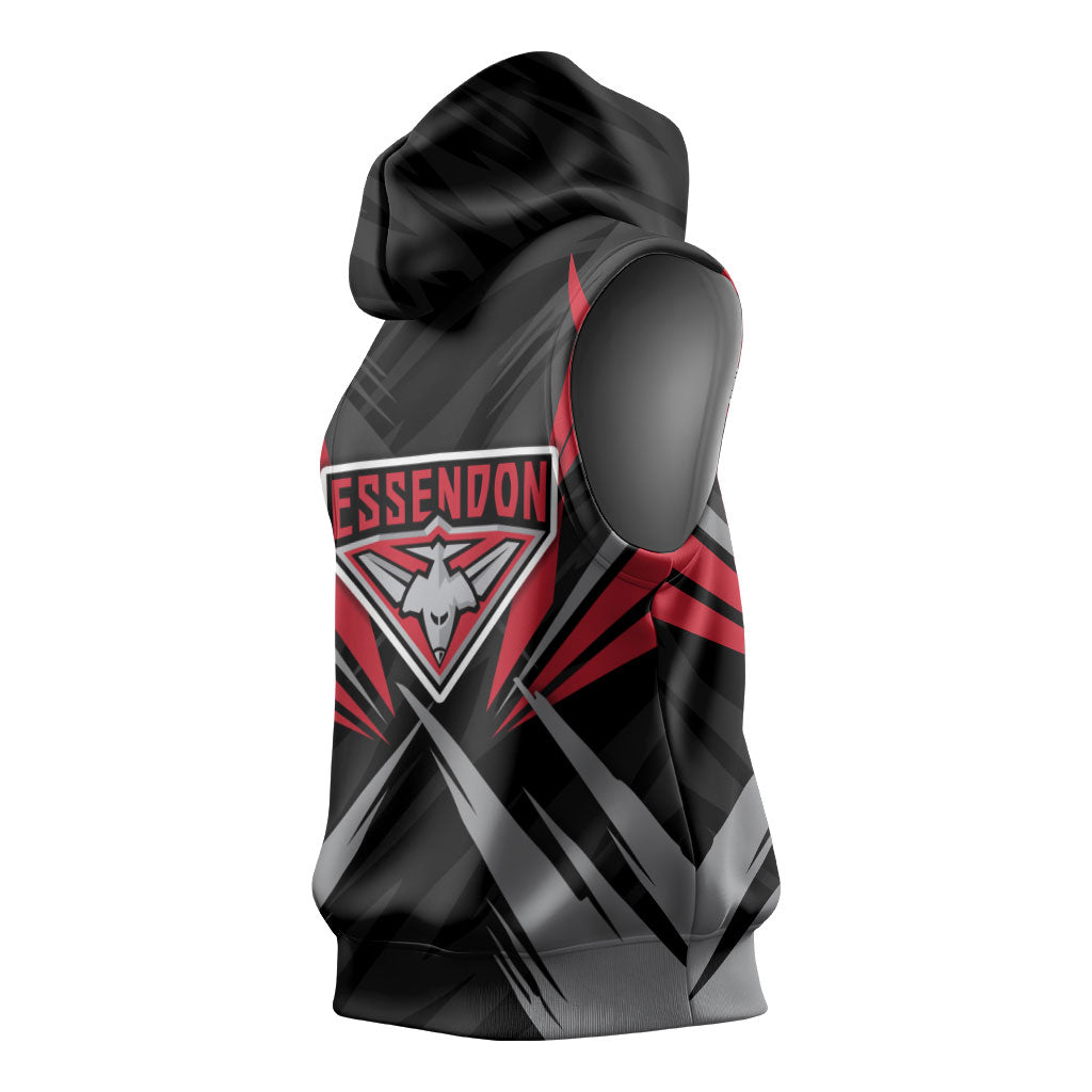 Essendon Bombers Australian Football Sleeveless Hoodie Fierce Mosquito Pilot Mascot - Bold Team Colors