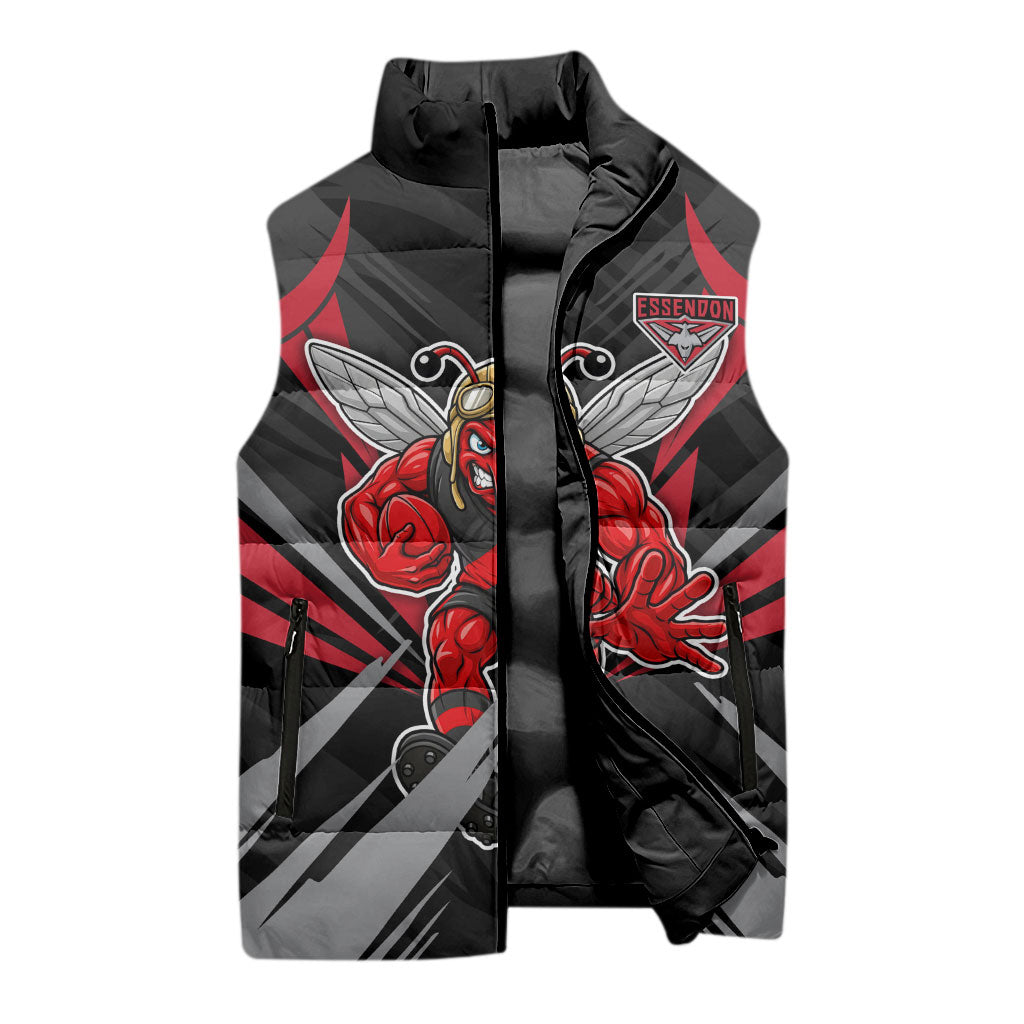 Essendon Bombers Australian Football Sleeveless Puffer Jacket Fierce Mosquito Pilot Mascot - Bold Team Colors