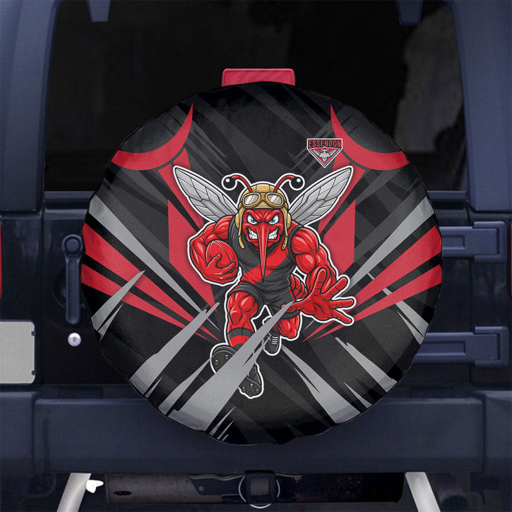 Essendon Bombers Australian Football Spare Tire Cover Fierce Mosquito Pilot Mascot - Bold Team Colors