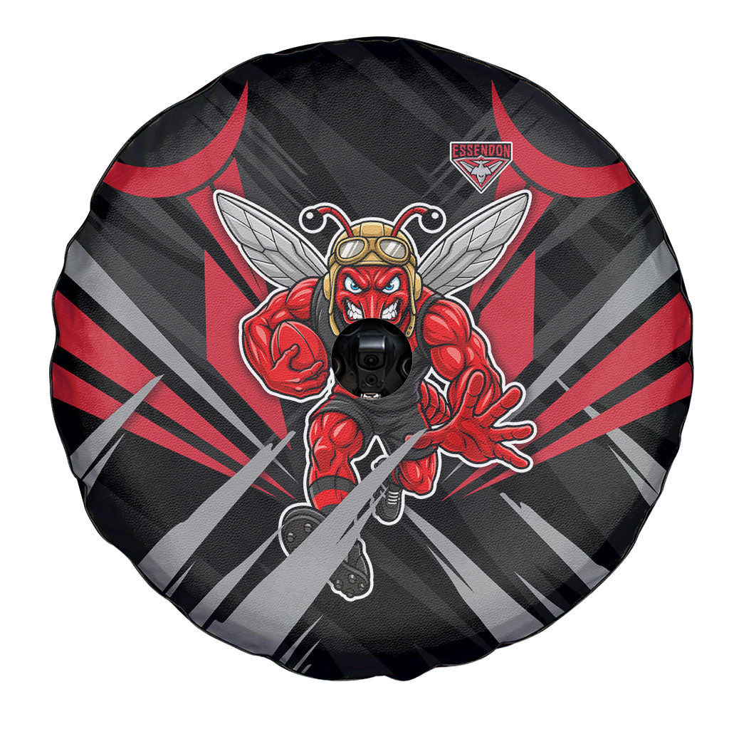 Essendon Bombers Australian Football Spare Tire Cover Fierce Mosquito Pilot Mascot - Bold Team Colors