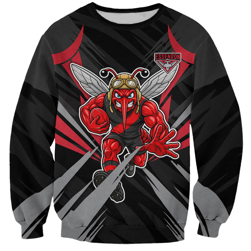 Essendon Bombers Australian Football Sweatshirt Fierce Mosquito Pilot Mascot - Bold Team Colors