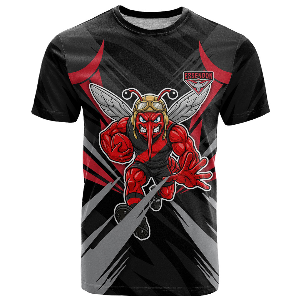 Essendon Bombers Australian Football T Shirt Fierce Mosquito Pilot Mascot - Bold Team Colors
