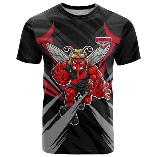Essendon Bombers Australian Football T Shirt Fierce Mosquito Pilot Mascot - Bold Team Colors