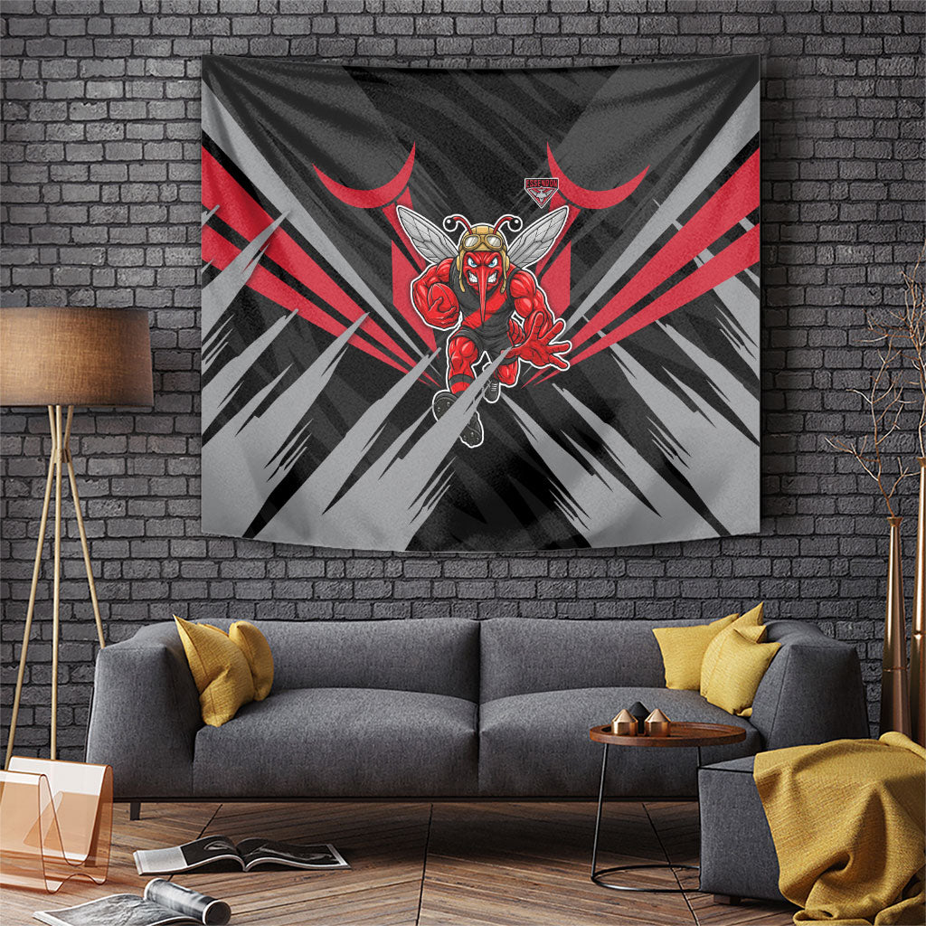 Essendon Bombers Australian Football Tapestry Fierce Mosquito Pilot Mascot - Bold Team Colors