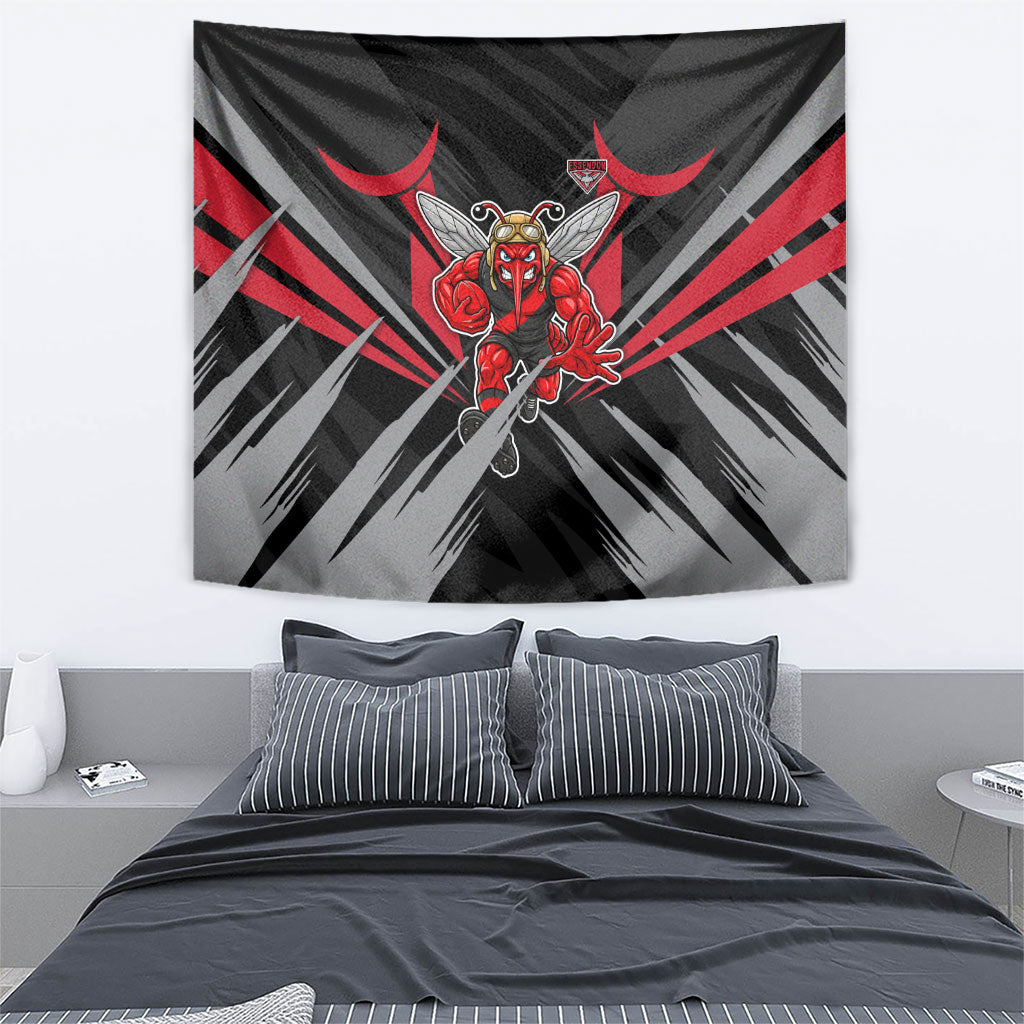 Essendon Bombers Australian Football Tapestry Fierce Mosquito Pilot Mascot - Bold Team Colors