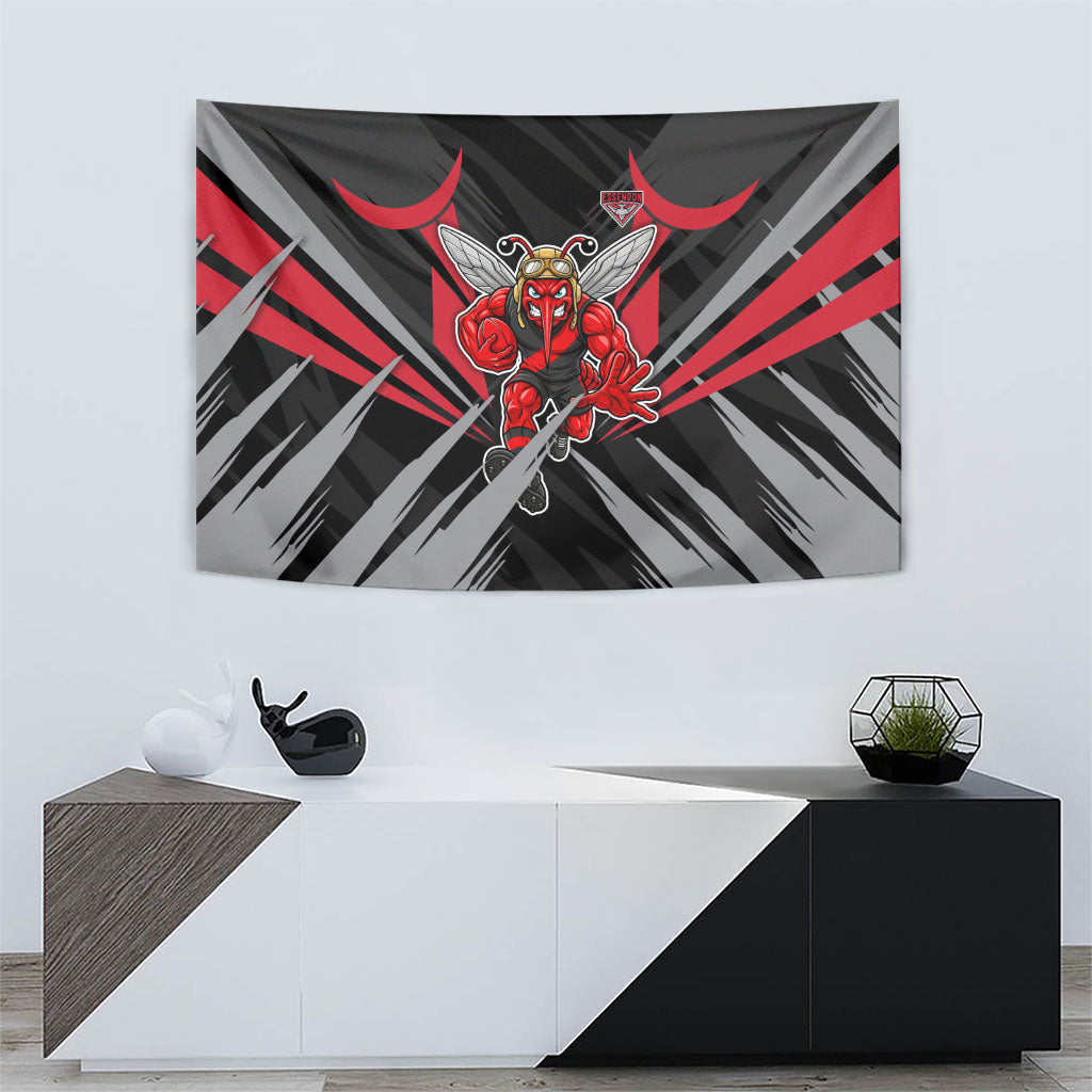 Essendon Bombers Australian Football Tapestry Fierce Mosquito Pilot Mascot - Bold Team Colors