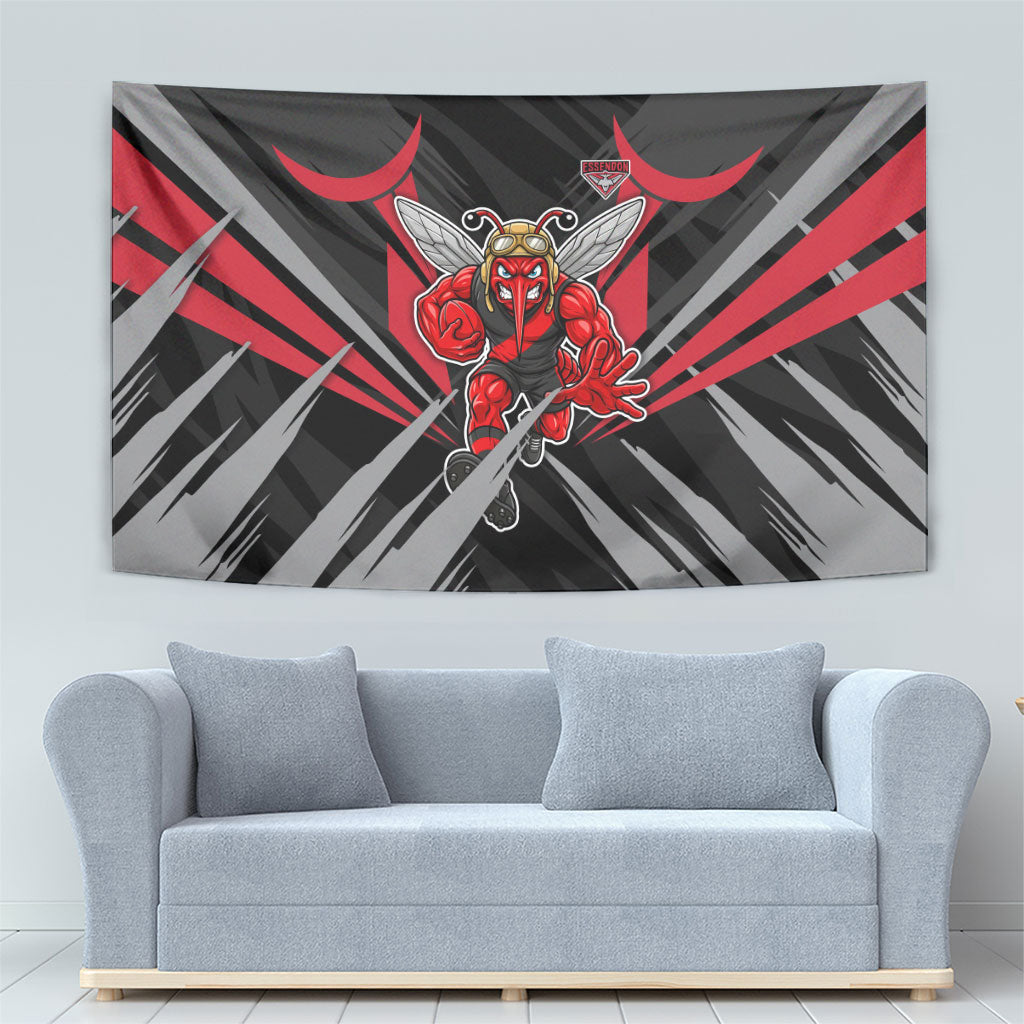 Essendon Bombers Australian Football Tapestry Fierce Mosquito Pilot Mascot - Bold Team Colors