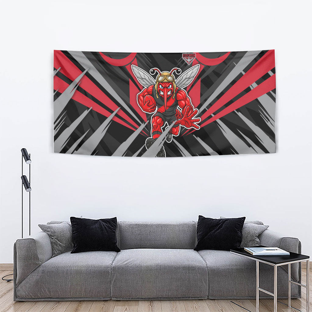 Essendon Bombers Australian Football Tapestry Fierce Mosquito Pilot Mascot - Bold Team Colors
