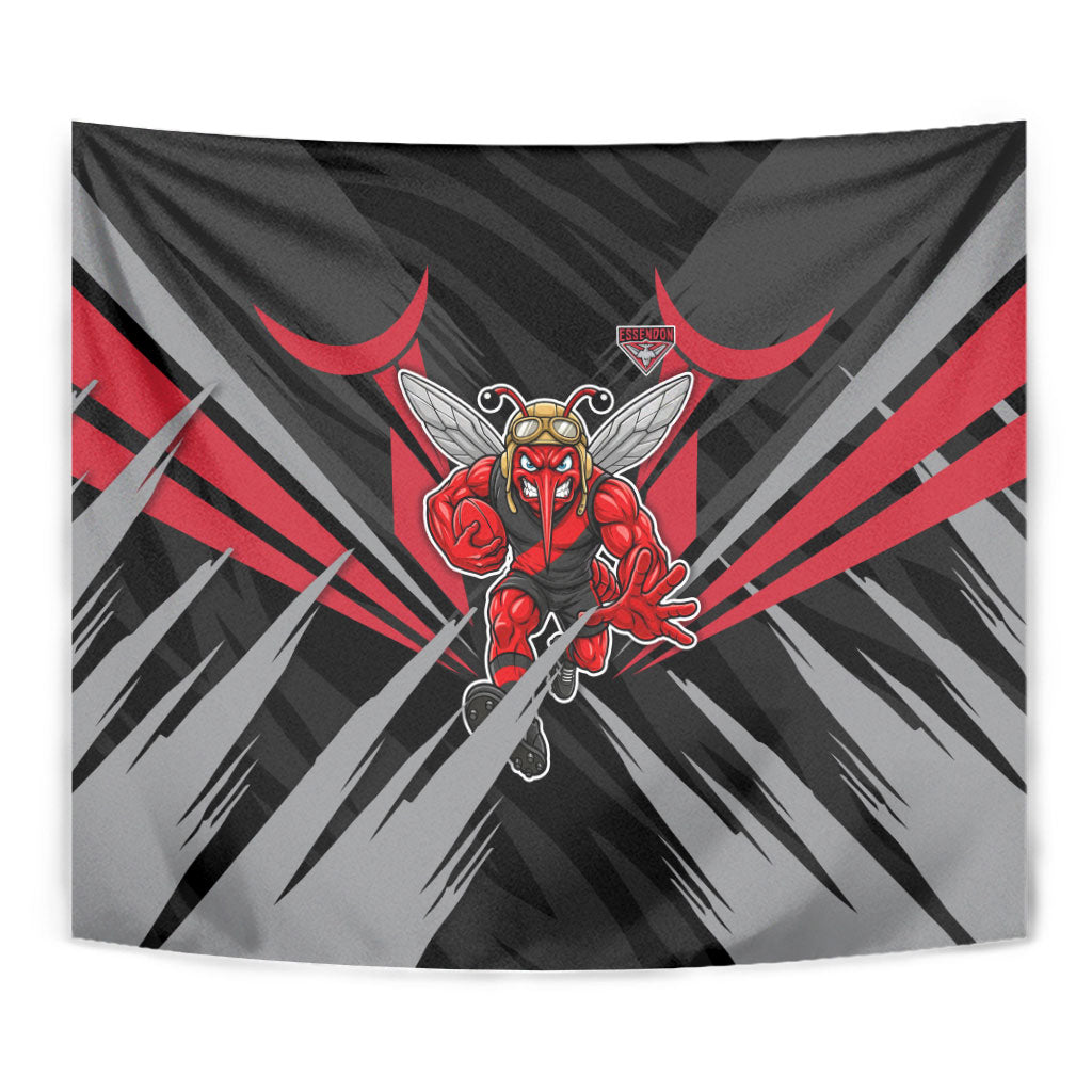 Essendon Bombers Australian Football Tapestry Fierce Mosquito Pilot Mascot - Bold Team Colors