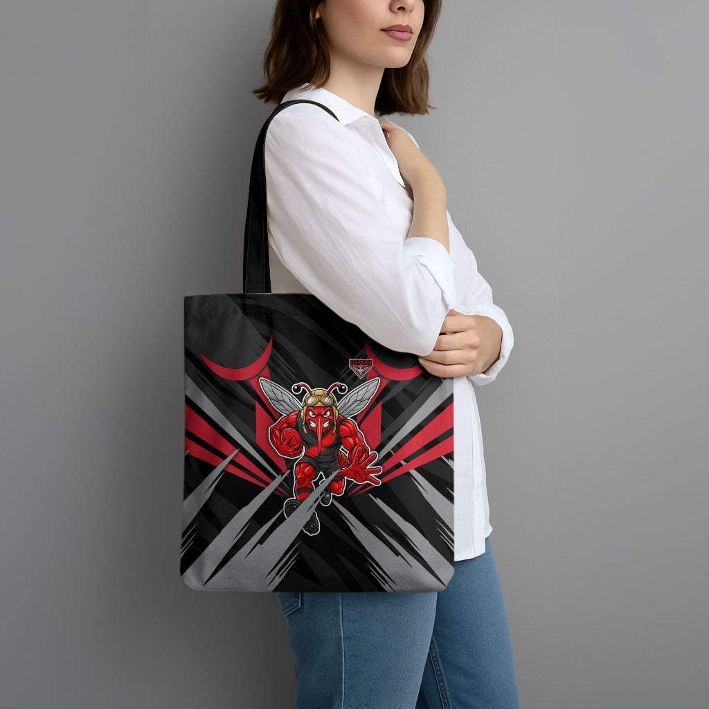 Essendon Bombers Australian Football Tote Bag Fierce Mosquito Pilot Mascot - Bold Team Colors