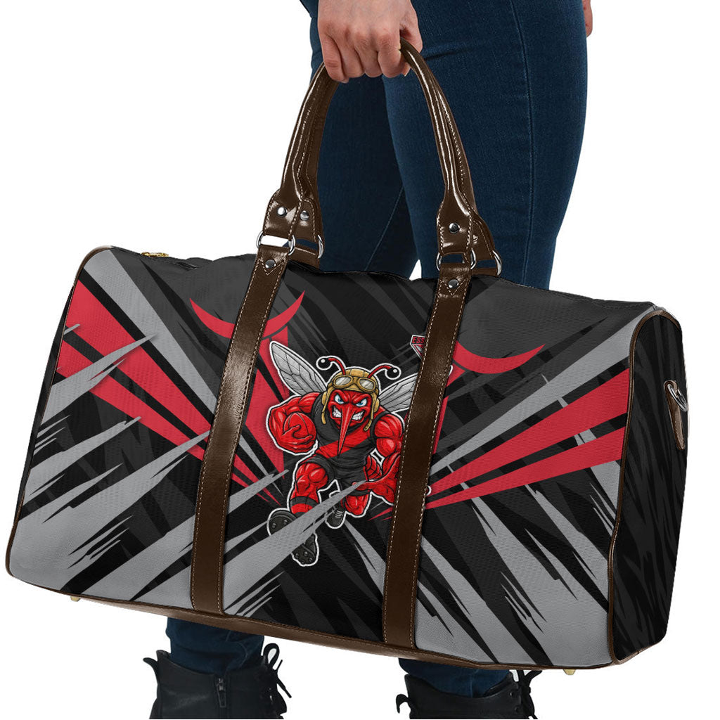 Essendon Bombers Australian Football Travel Bag Fierce Mosquito Pilot Mascot - Bold Team Colors