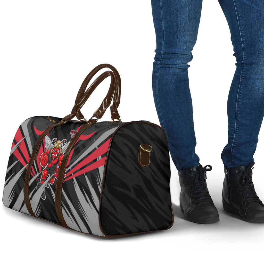 Essendon Bombers Australian Football Travel Bag Fierce Mosquito Pilot Mascot - Bold Team Colors
