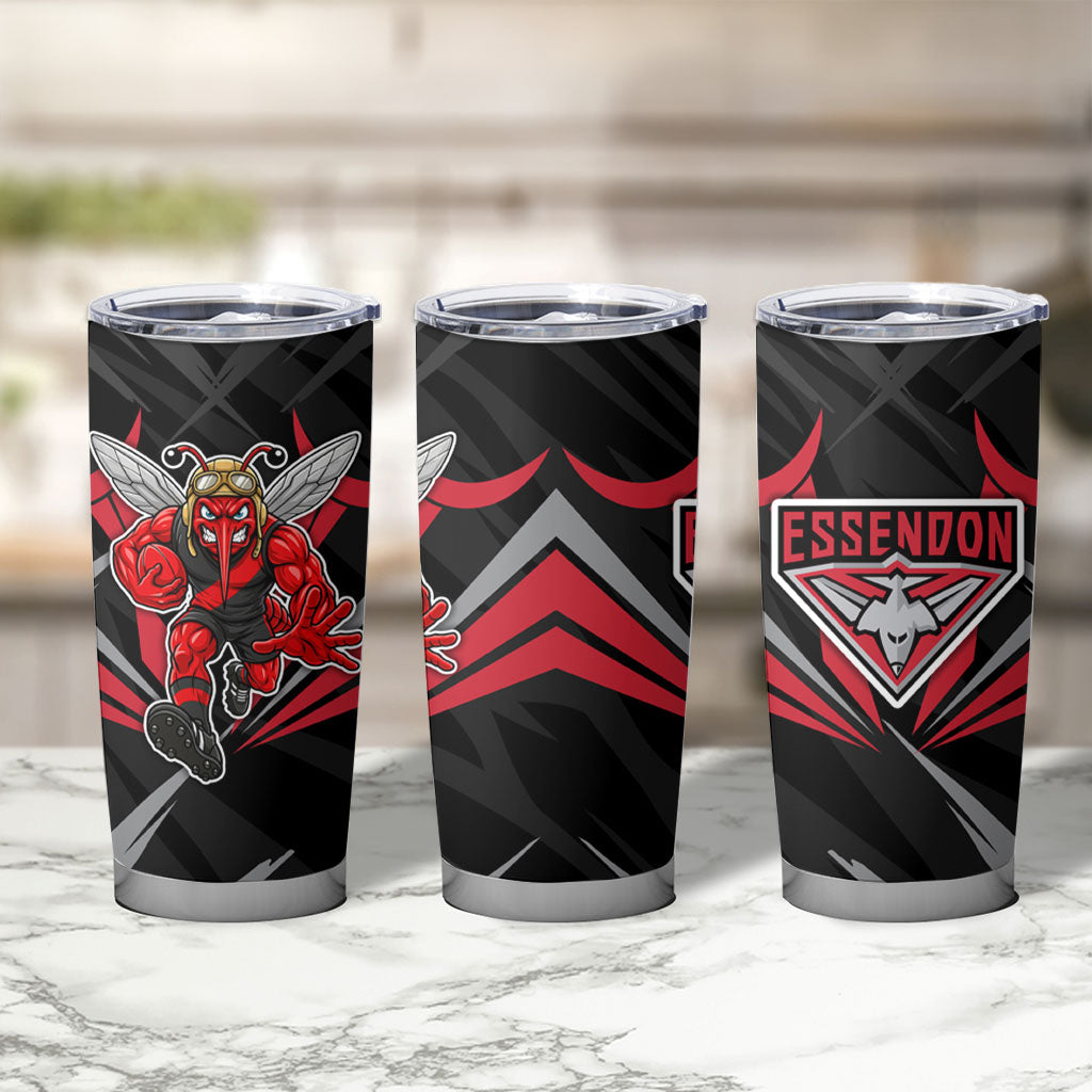 Essendon Bombers Australian Football Tumbler Cup Fierce Mosquito Pilot Mascot - Bold Team Colors