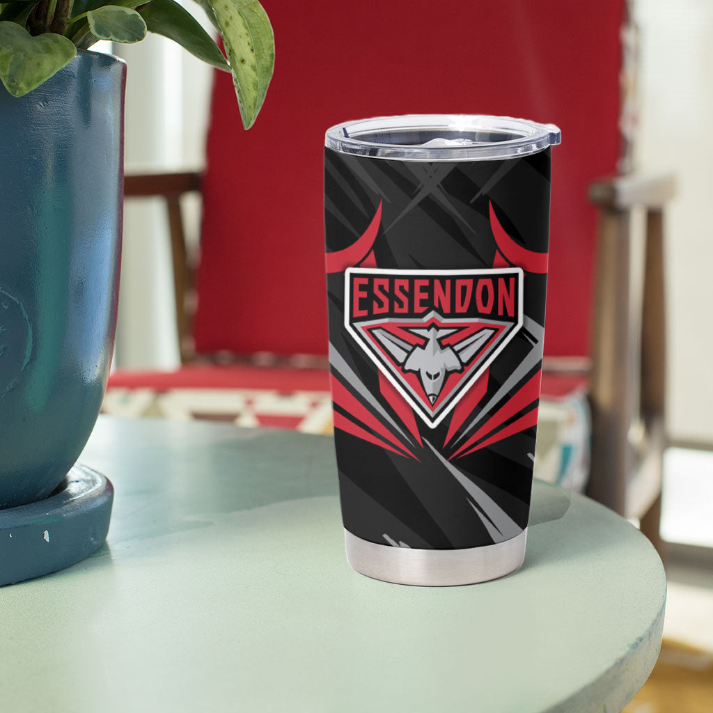 Essendon Bombers Australian Football Tumbler Cup Fierce Mosquito Pilot Mascot - Bold Team Colors
