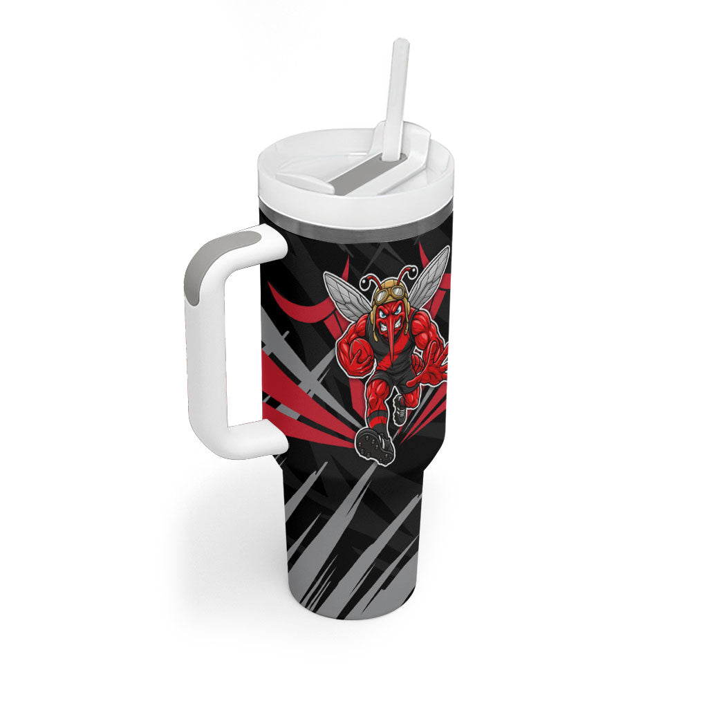 Essendon Bombers Australian Football Tumbler With Handle Fierce Mosquito Pilot Mascot - Bold Team Colors