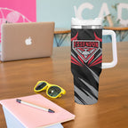 Essendon Bombers Australian Football Tumbler With Handle Fierce Mosquito Pilot Mascot - Bold Team Colors