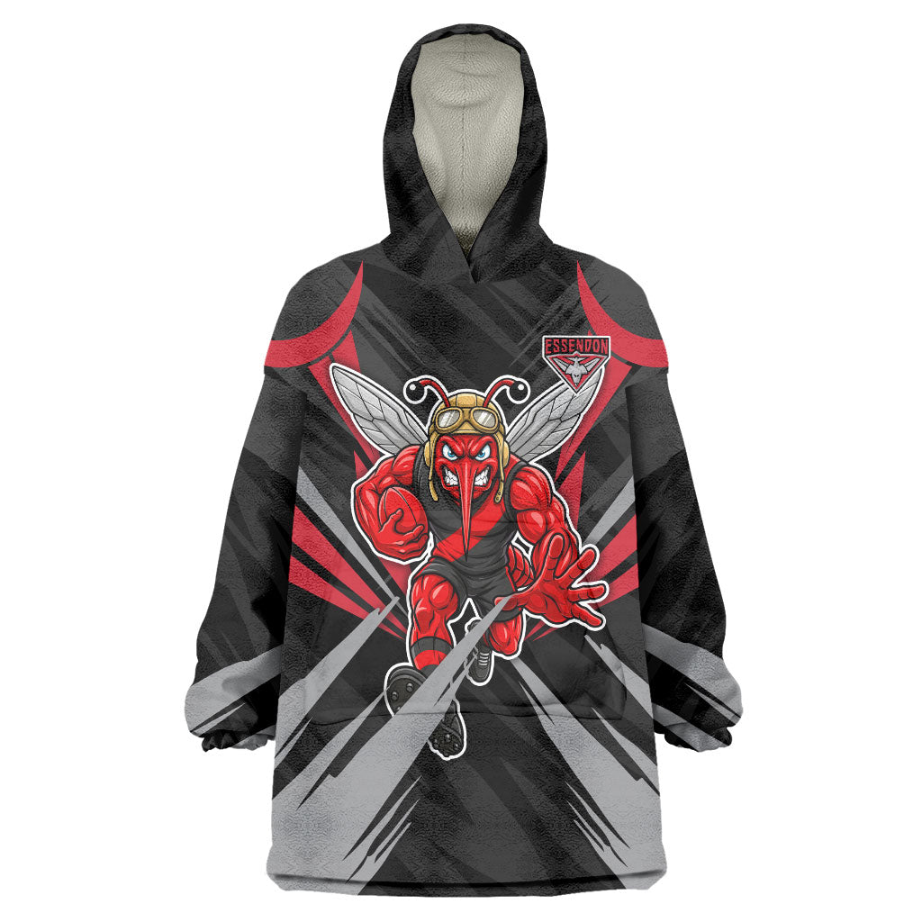 Essendon Bombers Australian Football Wearable Blanket Hoodie Fierce Mosquito Pilot Mascot - Bold Team Colors