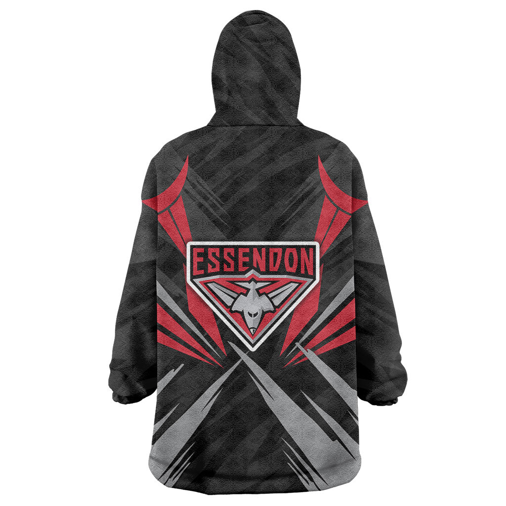 Essendon Bombers Australian Football Wearable Blanket Hoodie Fierce Mosquito Pilot Mascot - Bold Team Colors