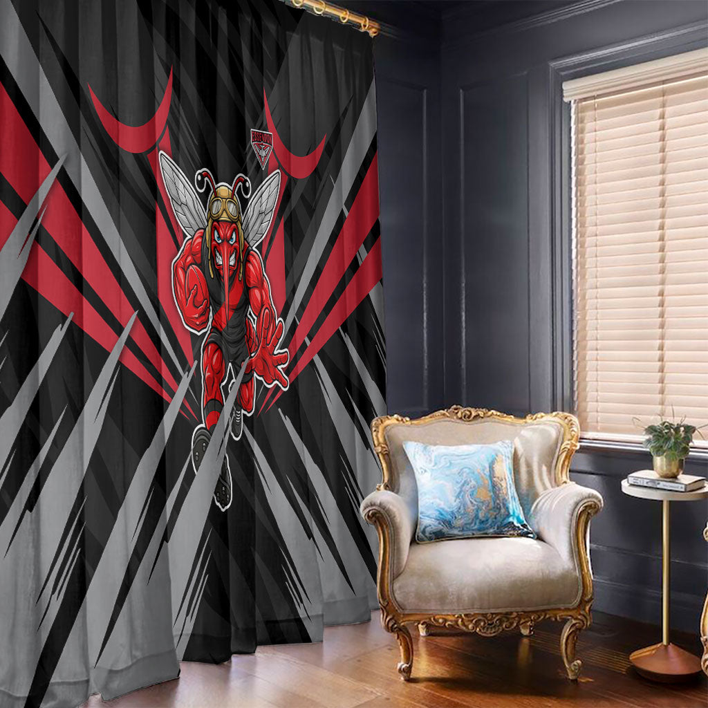 Essendon Bombers Australian Football Window Curtain Fierce Mosquito Pilot Mascot - Bold Team Colors