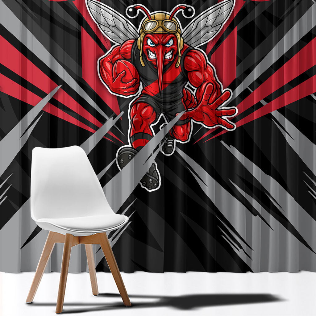 Essendon Bombers Australian Football Window Curtain Fierce Mosquito Pilot Mascot - Bold Team Colors