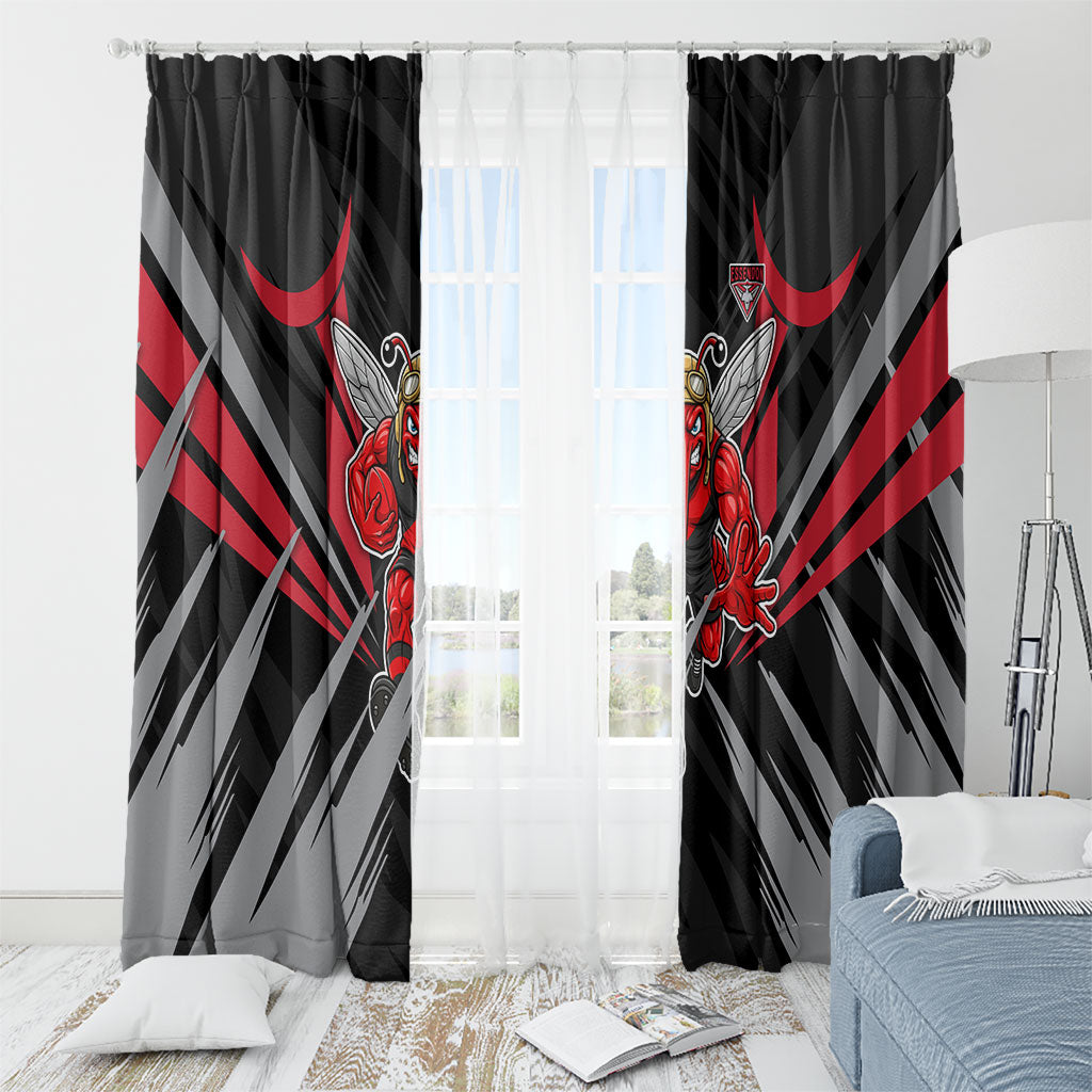 Essendon Bombers Australian Football Window Curtain Fierce Mosquito Pilot Mascot - Bold Team Colors