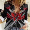 Essendon Bombers Australian Football Women Casual Shirt Fierce Mosquito Pilot Mascot - Bold Team Colors