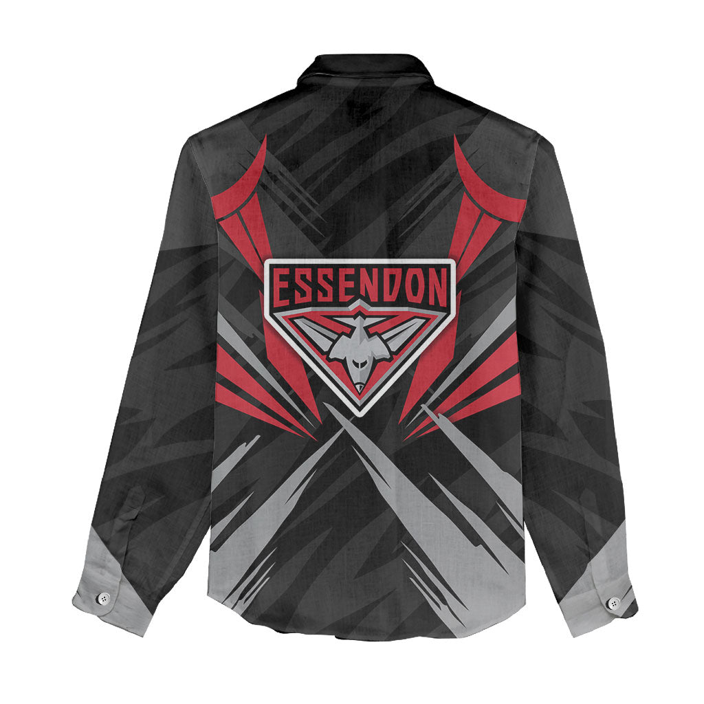 Essendon Bombers Australian Football Women Casual Shirt Fierce Mosquito Pilot Mascot - Bold Team Colors