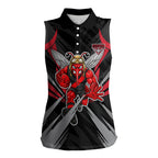 Essendon Bombers Australian Football Women Sleeveless Polo Shirt Fierce Mosquito Pilot Mascot - Bold Team Colors
