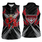 Essendon Bombers Australian Football Women Sleeveless Polo Shirt Fierce Mosquito Pilot Mascot - Bold Team Colors