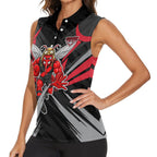 Essendon Bombers Australian Football Women Sleeveless Polo Shirt Fierce Mosquito Pilot Mascot - Bold Team Colors
