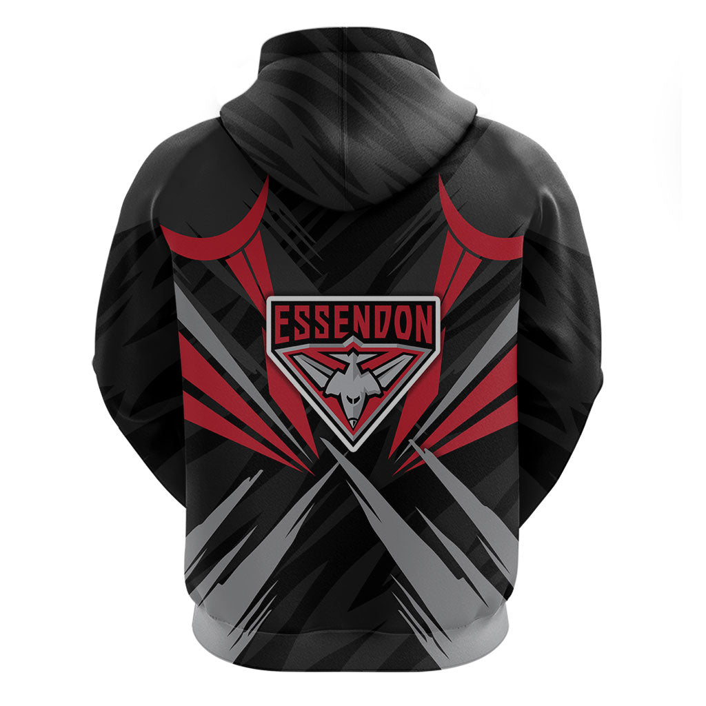 Essendon Bombers Australian Football Zip Hoodie Fierce Mosquito Pilot Mascot - Bold Team Colors