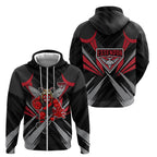 Essendon Bombers Australian Football Zip Hoodie Fierce Mosquito Pilot Mascot - Bold Team Colors