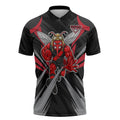 Essendon Bombers Australian Football Zipper Polo Shirt Fierce Mosquito Pilot Mascot - Bold Team Colors
