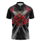 Essendon Bombers Australian Football Zipper Polo Shirt Fierce Mosquito Pilot Mascot - Bold Team Colors