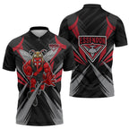 Essendon Bombers Australian Football Zipper Polo Shirt Fierce Mosquito Pilot Mascot - Bold Team Colors